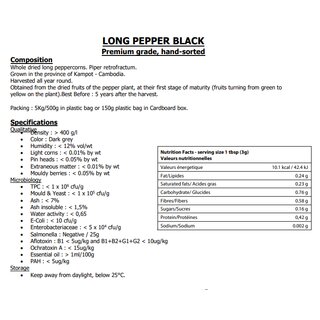 Langer Pfeffer aus Kampot - GANZ Schwarz 100g